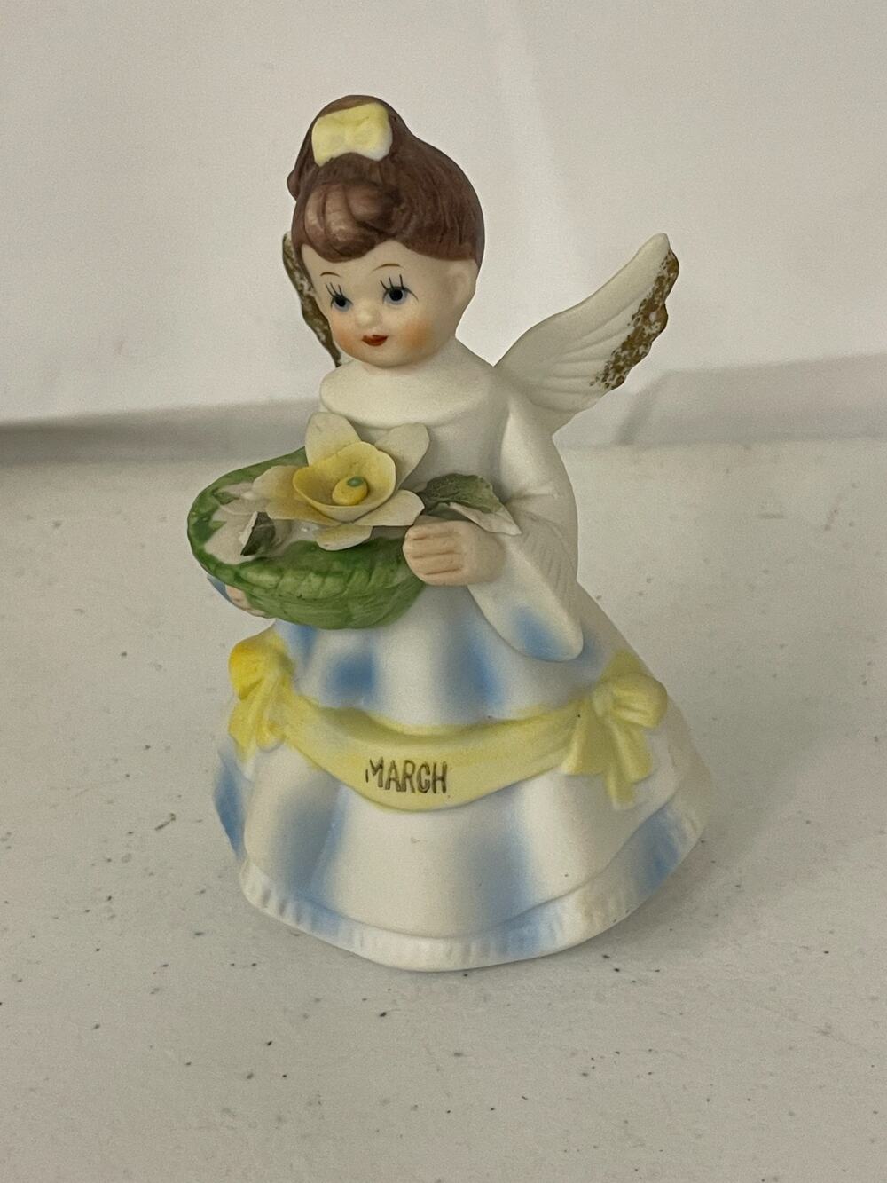 Vintage Brinn's My Little March Birthday Angel Girl Ceramic Figurine Collectible